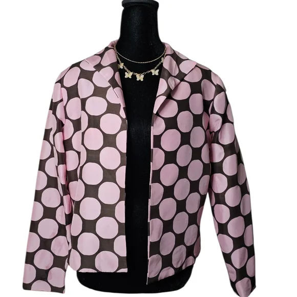 Chic Polka Dot Blazer - Pink and Brown - Picture 1 of 3